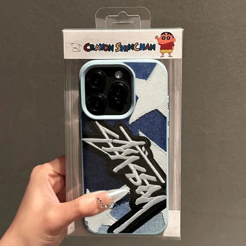 Crayon Shin-chan x Stüssy Denim Patchwork Phone Case - 1