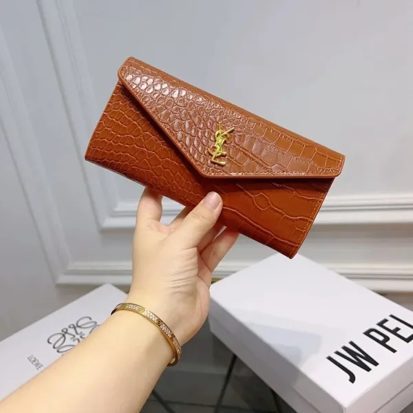 Saint Laurent Monogram Envelope Clutch Black Croc-Embossed Leather - 2