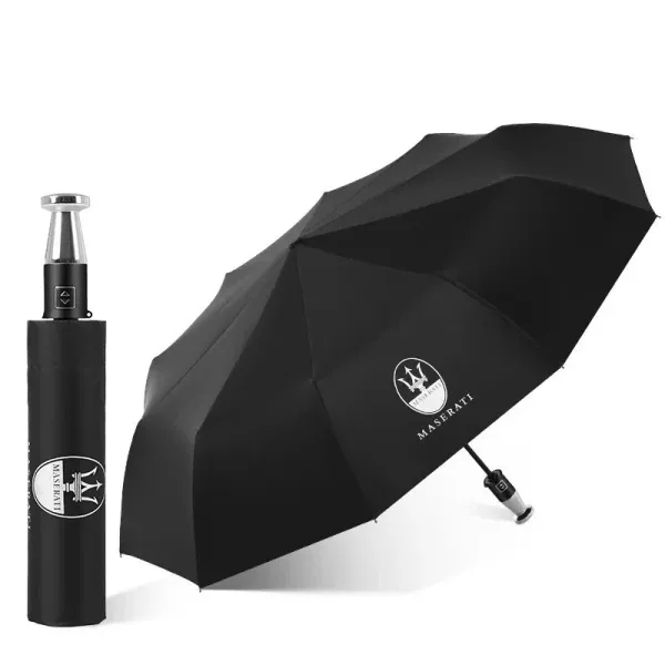 Mazda Logo Print Black Auto-Open Umbrella - 10