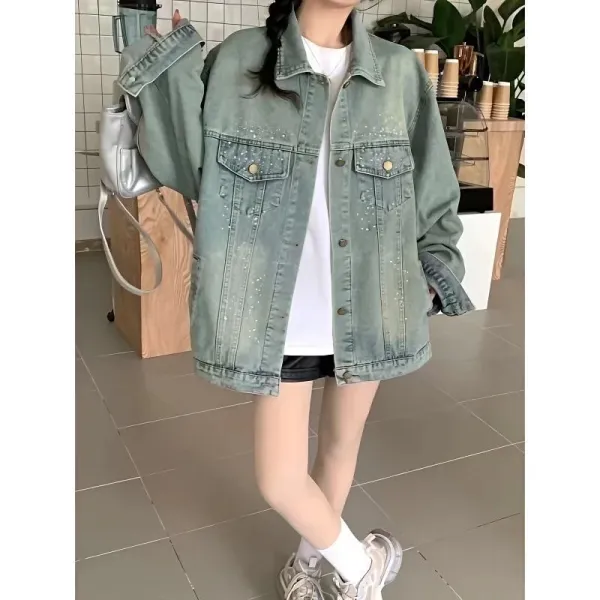 Chanel Denim Jacket with CC Logo and Glitter Detail Light Blue Denim-Jacket - 4
