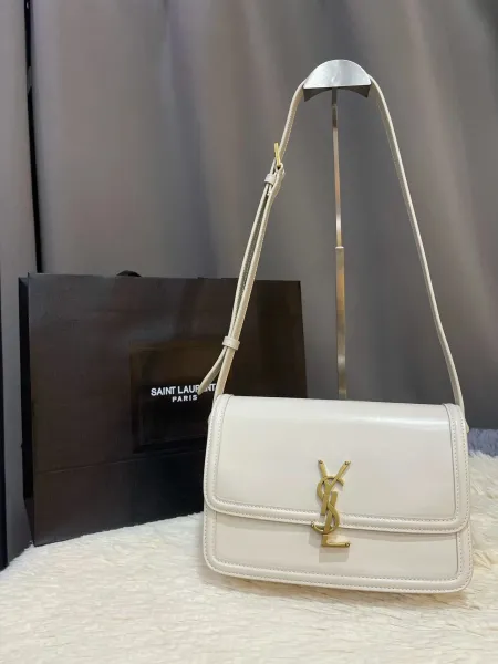 Saint Laurent Loulou Small White Leather Crossbody Bag - 1