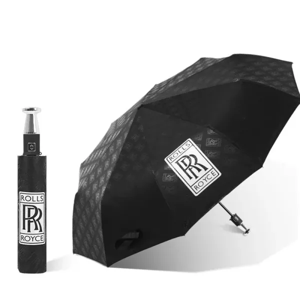 Mazda Logo Print Black Auto-Open Umbrella - 4