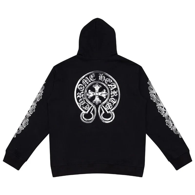 Chrome Hearts Floral Sleeve Zip-Up Hoodie White and Black - 11