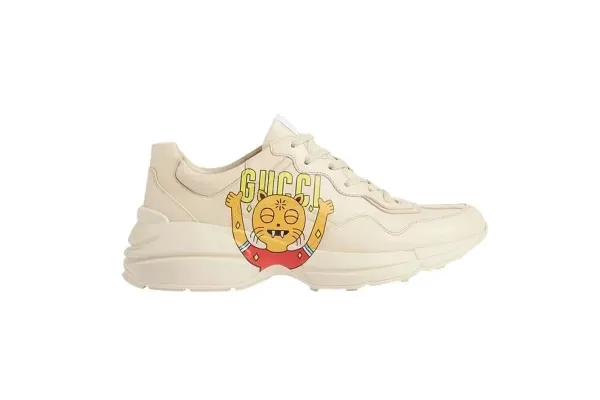 Gucci Rhyton Cartoon Cat Print Beige Chunky Sneakers - 1