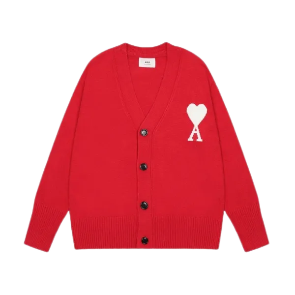 Ami Paris Heart Logo Cardigan Yellow - 3