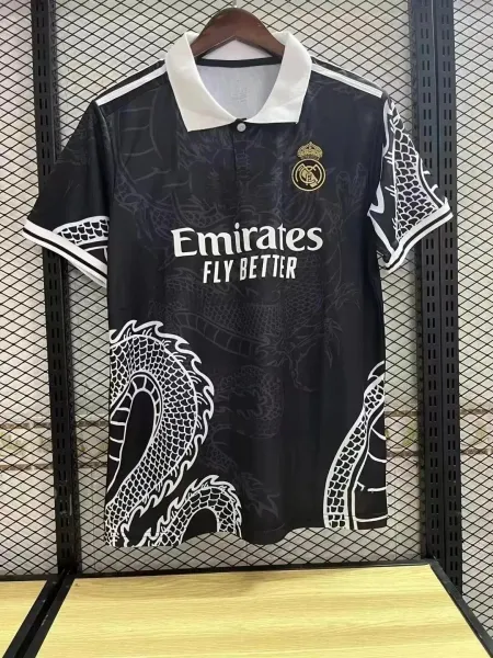 Real Madrid x Dragon Print Black Polo Shirt - 1