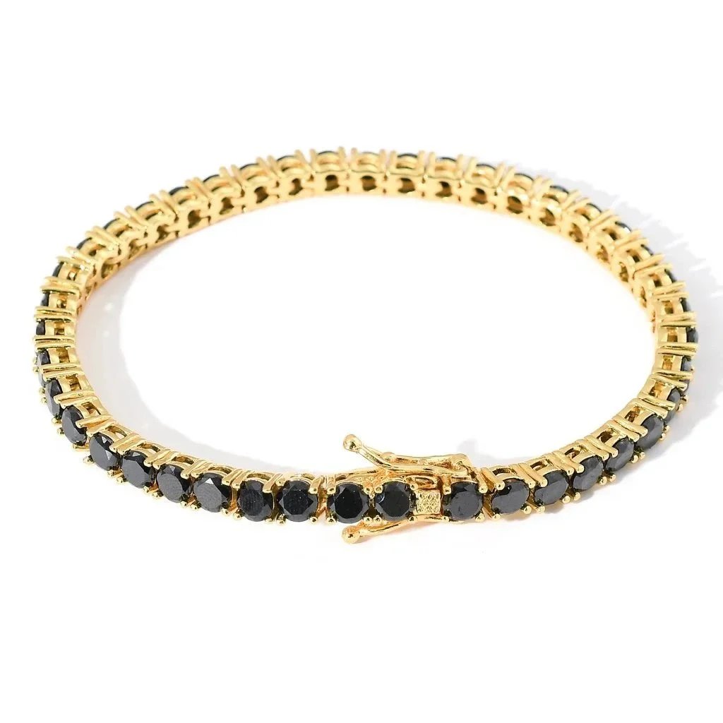 Gold-Tone Tennis Bracelet with Black Cubic Zirconia Stones Bracelet - 1
