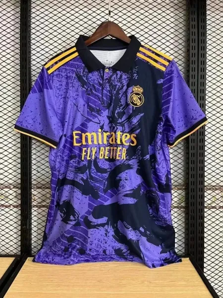 Real Madrid x Adidas Third Jersey Purple Graphic Print Polo - 1