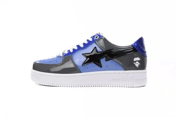A Bathing Ape Bape Sta Low Blue Gray Patent Sneakers - 1