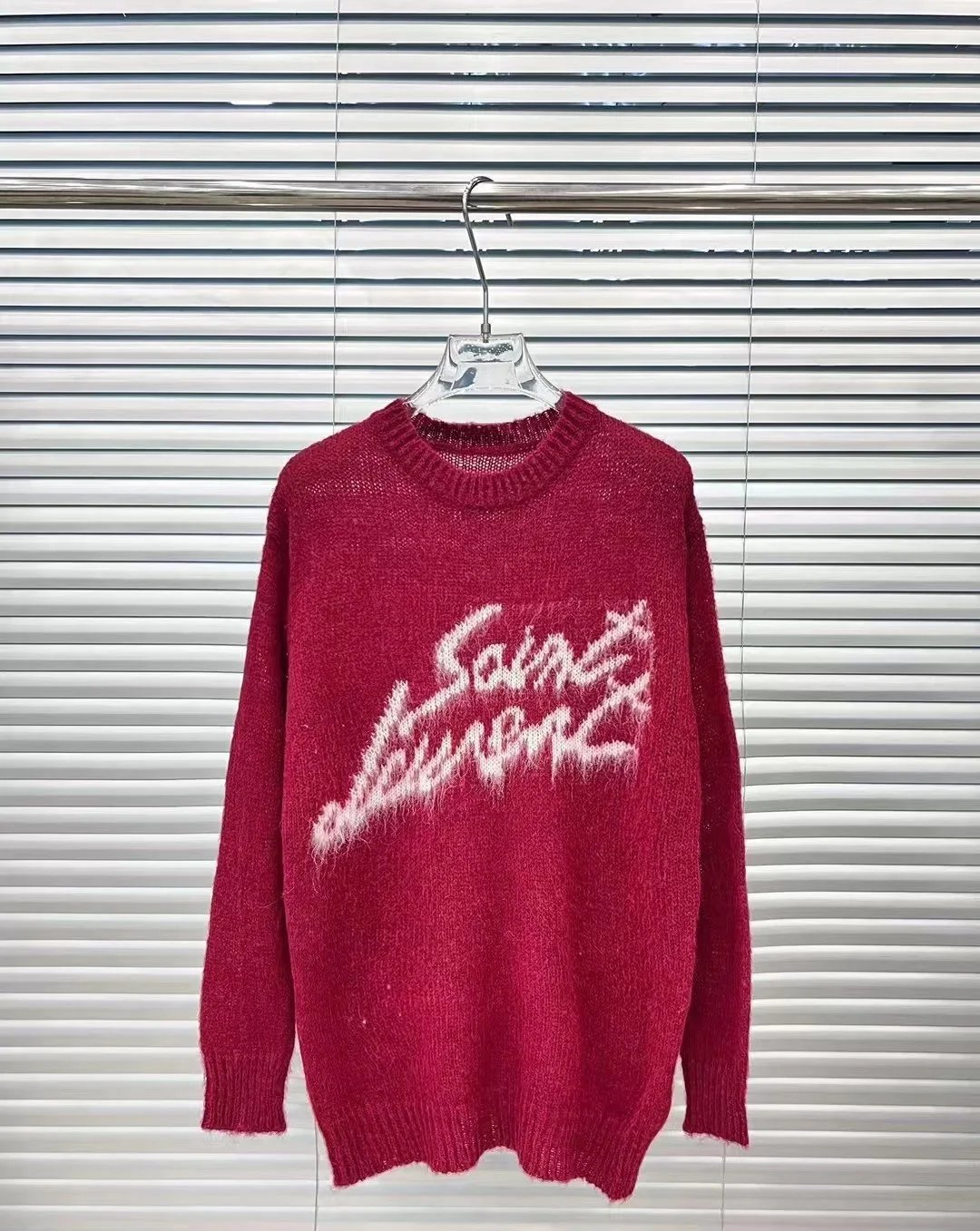 Saint Laurent Logo Intarsia Mohair Sweater Black - 6