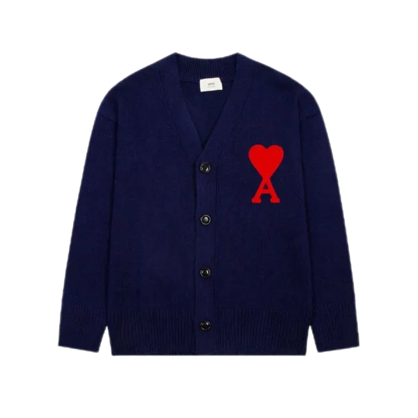 Ami Paris Heart Logo Cardigan Yellow - 11
