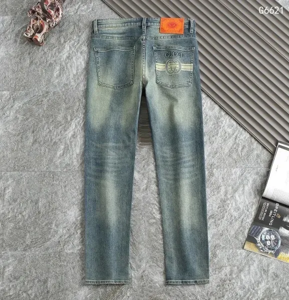 Gucci GG Logo Washed Denim Jeans - 1