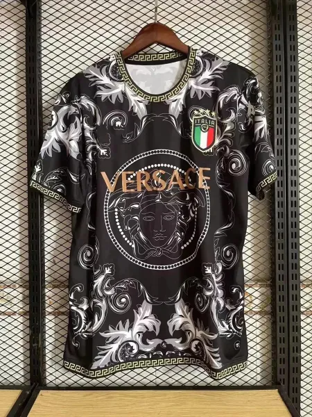 Versace x Italia Football Federation Medusa Print Black Jersey - 1
