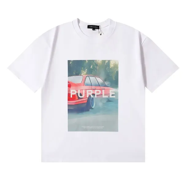 Purple Brand Car Print Graphic Black T-Shirt - 6