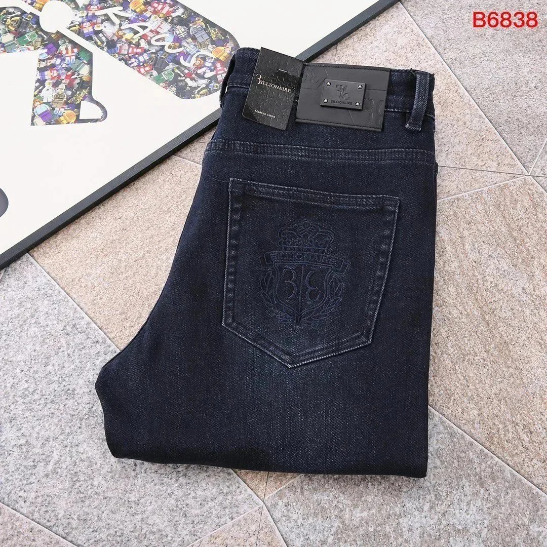 Billionaire Couture Embossed Crest Dark Wash Jeans - 1