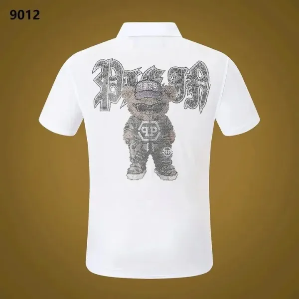 Philipp Plein Bear Crystal Embellished White Polo - 1
