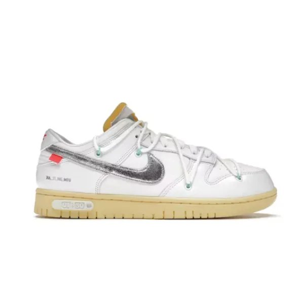 Nike x Off-White Dunk Low White Silver Sneakers - 2