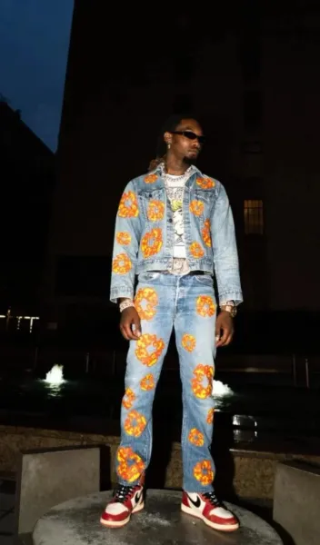 Gallery Dept. Floral Print Denim Jacket Gray - 10