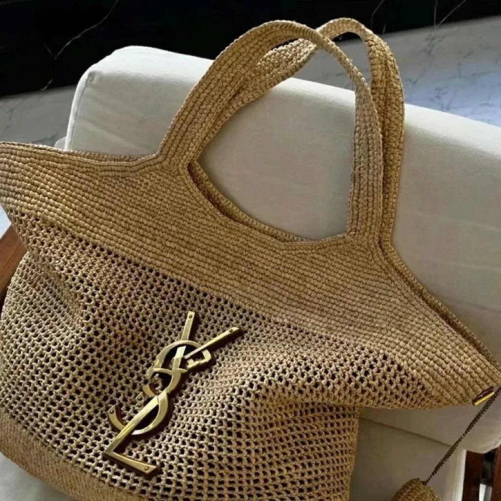 Saint Laurent Icare Maxi Raffia Tote Bag Natural