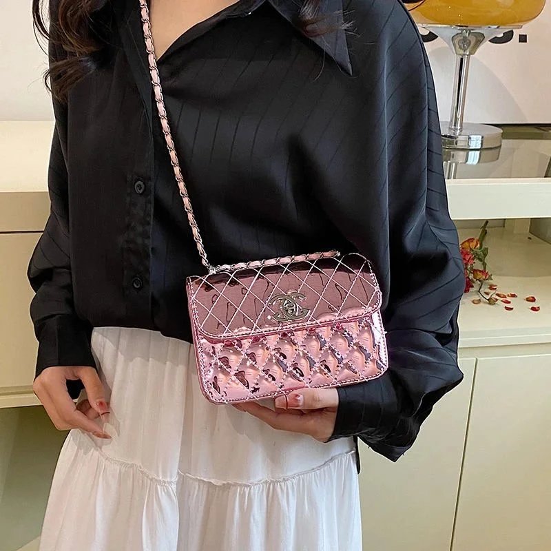 Chanel Mini Flap Bag Holographic Pink Chain Bag - 4