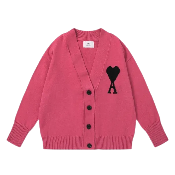 Ami Paris Heart Logo Cardigan Yellow - 7