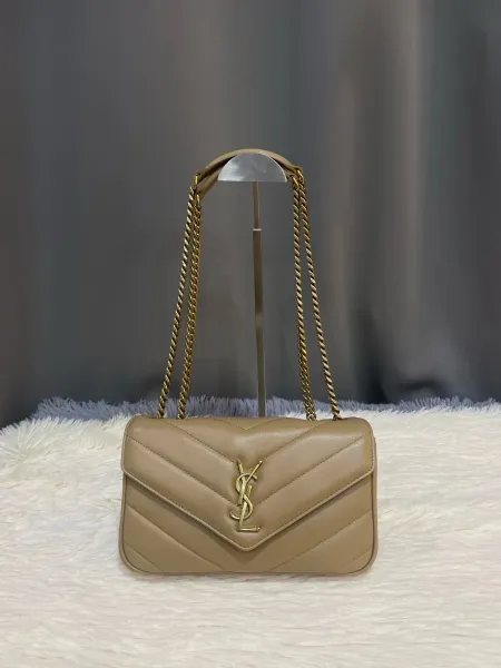 Saint Laurent Loulou Small Chain Bag Beige Shoulder Bag - 1
