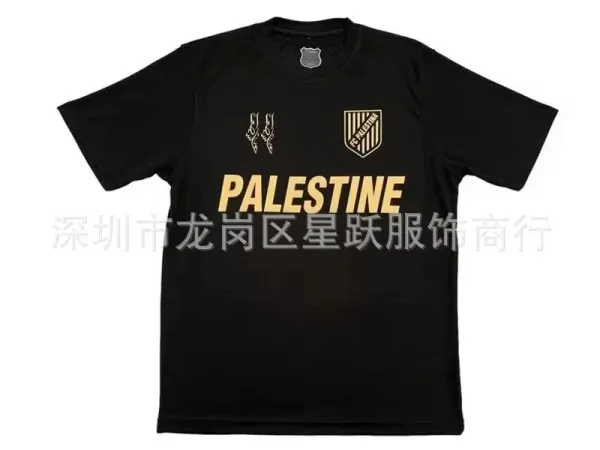 Palestine FC x Unknown Collaborator Black Gold Graphic T-Shirt - 1