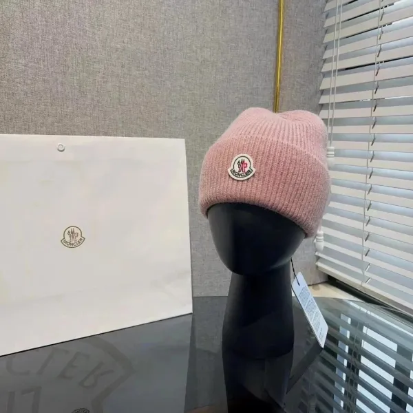 Moncler Logo Beanie Pink Hat - 1