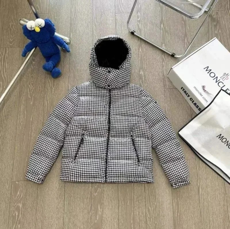 Moncler Houndstooth Down Jacket Black and White - 1
