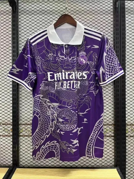 Real Madrid x Emirates Dragon Print Purple Polo - 1