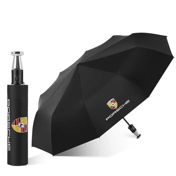 Mazda Logo Print Black Auto-Open Umbrella - 5