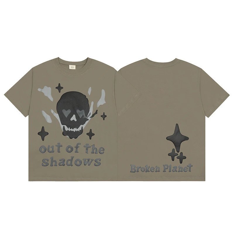 Broken Planet Heart Skull Puff Print Tee Multicolor