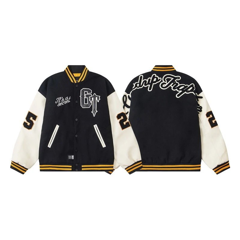 Other Tra Embroidered Varsity Jacket Black