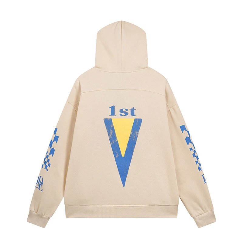 RHUDE Racing Boat Print Hoodie Beige