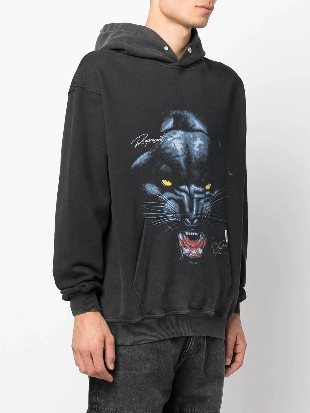 Represent Panther Print Hoodie Black