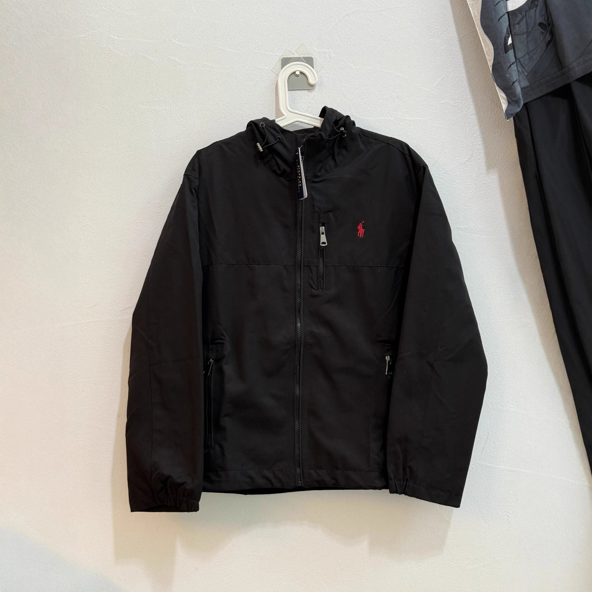 Ralph Lauren Pony Embroidered Hooded Zip Jacket Black