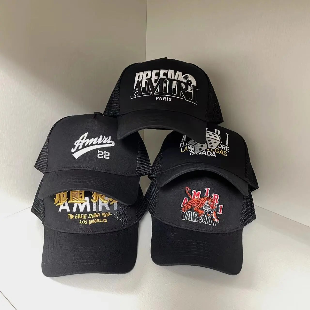 Amiri Embroidered Trucker Baseball Cap Black