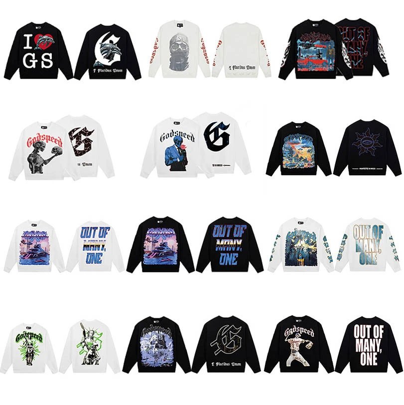GOD SPEED Skull Graphic Crewneck Sweatshirt Black/White