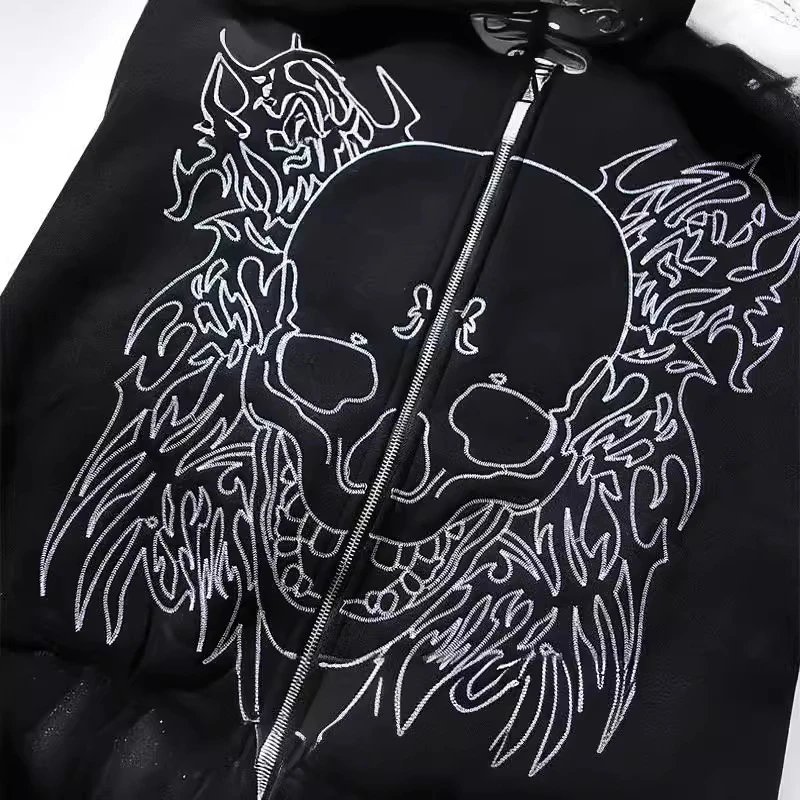 Revenge Skull Zip Hoodie Studded, Multicolor