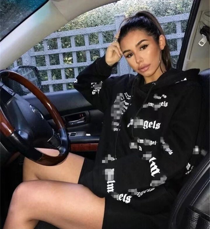 Palm Angels All-Over Logo Hoodie Black/White