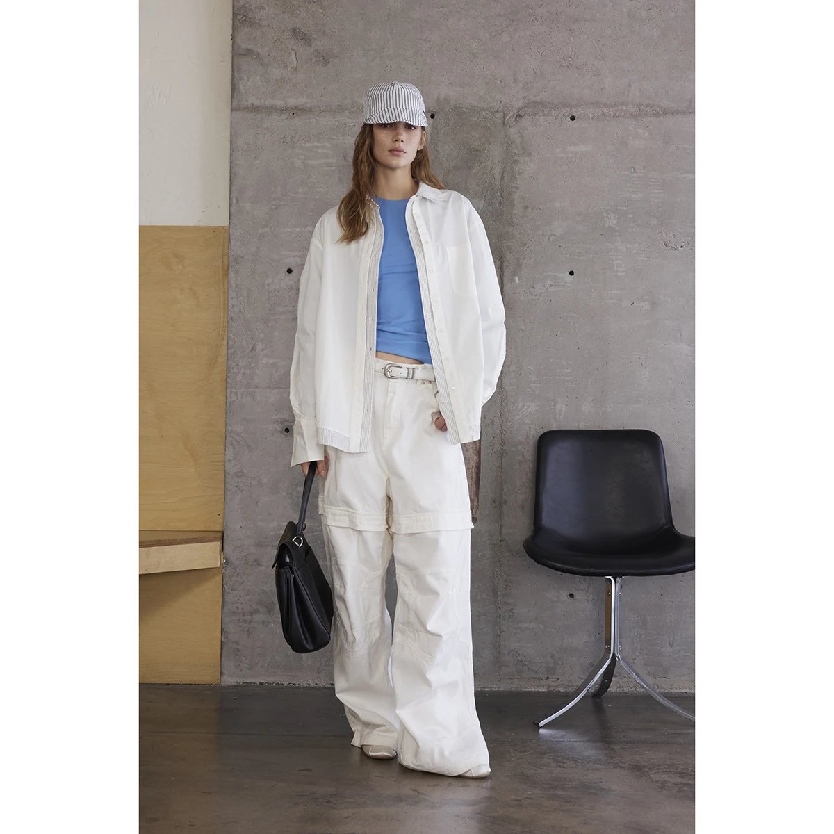 Staffpick Stripe-Trim Layered Shirt White