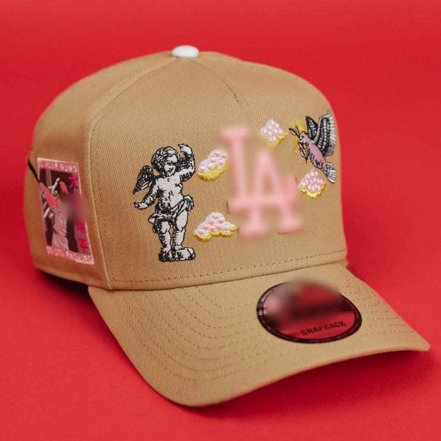 LA Embroidered Snapback Cap Khaki