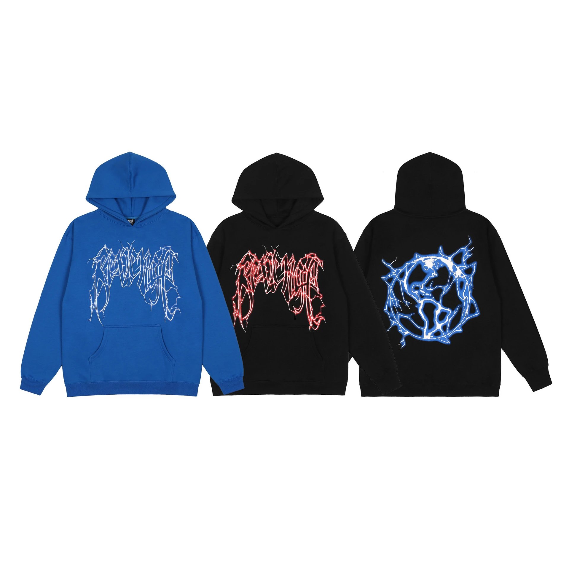 Revenge Lightning Print Hoodie Multicolor