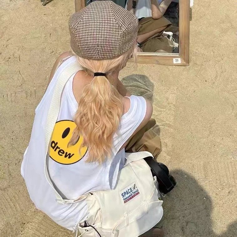 Drew Smiley Logo Sleeveless Tee White