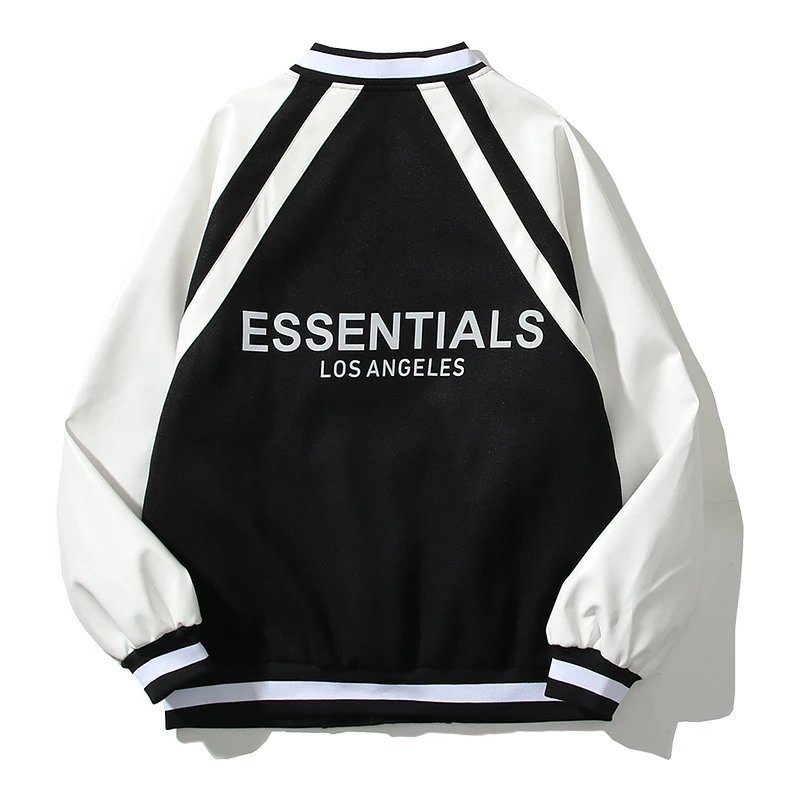 Essentials LA Reflective Varsity Jacket Black/White