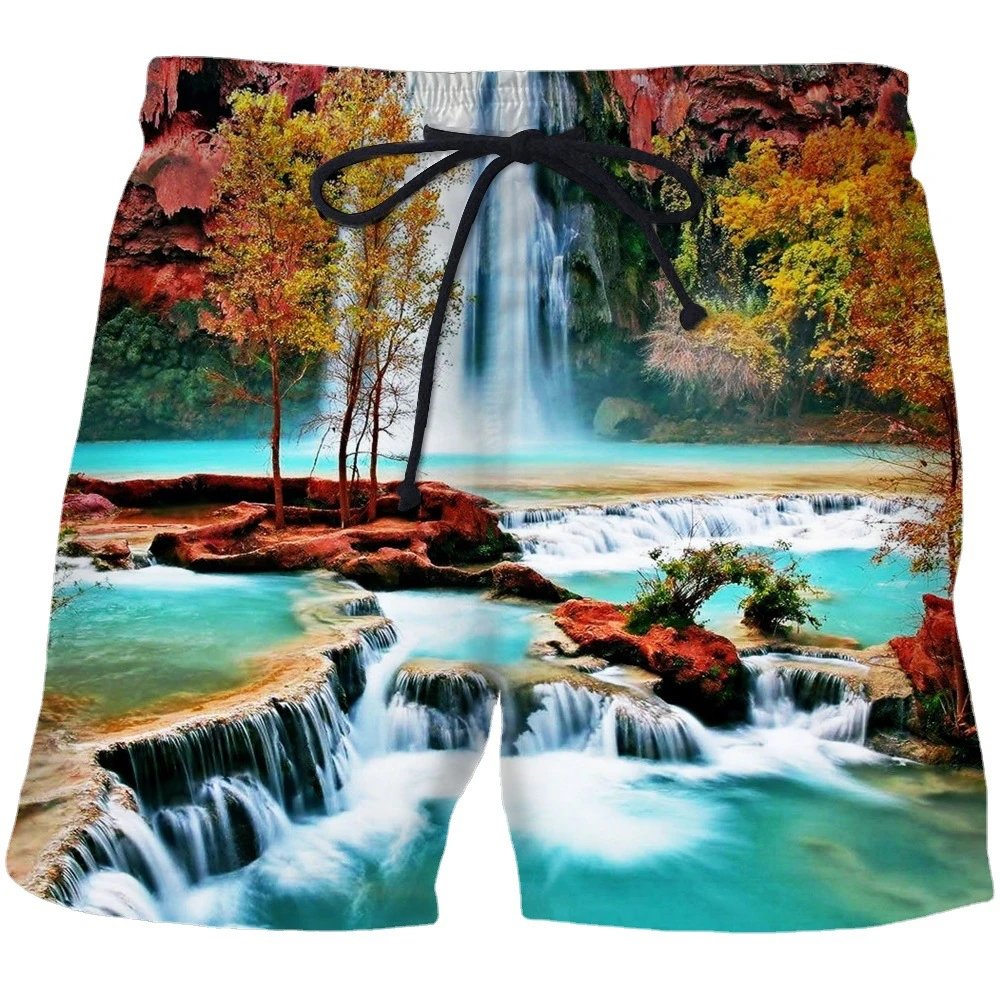 Quick-Dry Beach Print Swim Shorts Multicolor