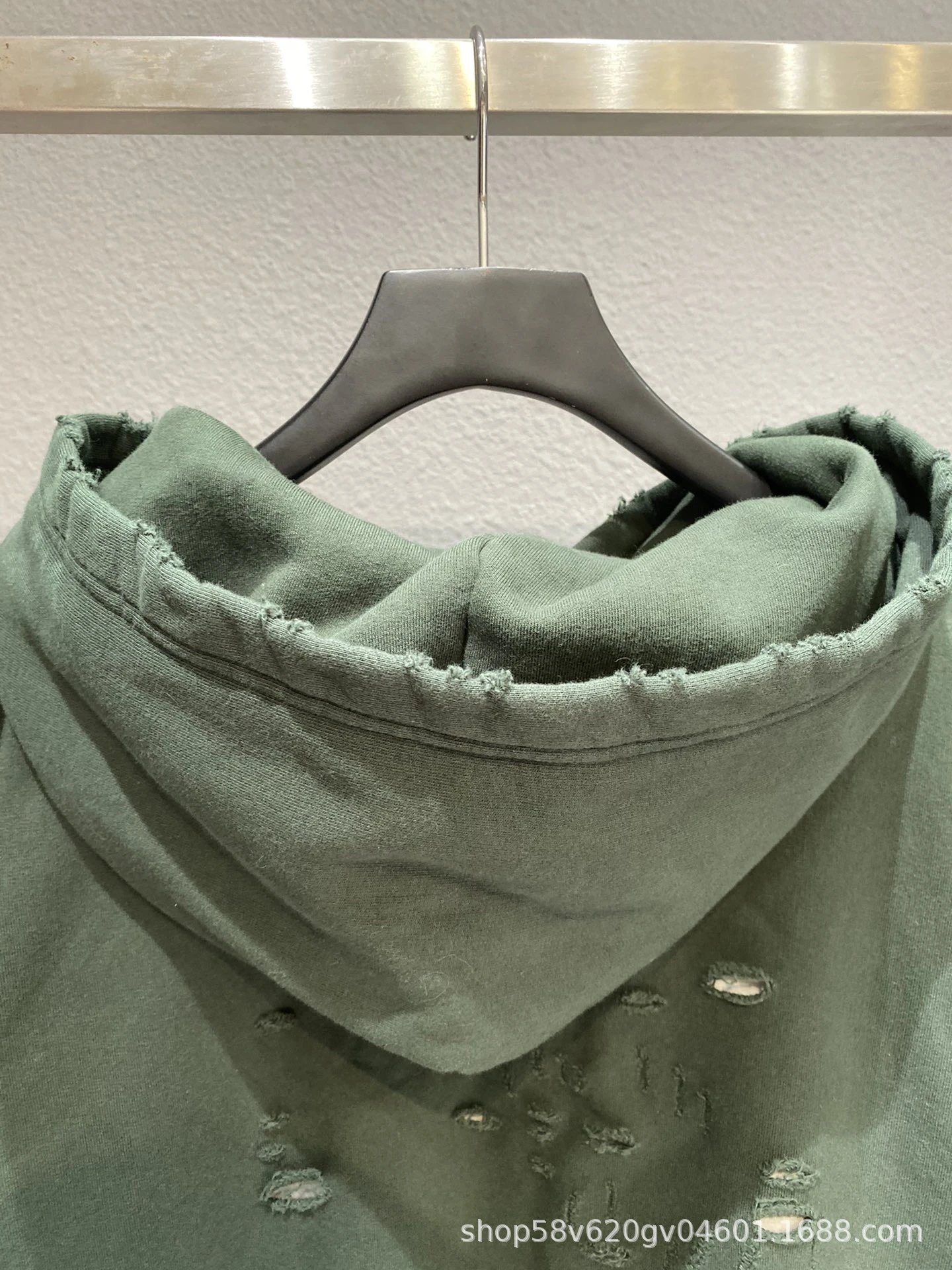 Balenciaga Ripped Art Hoodie Army Green