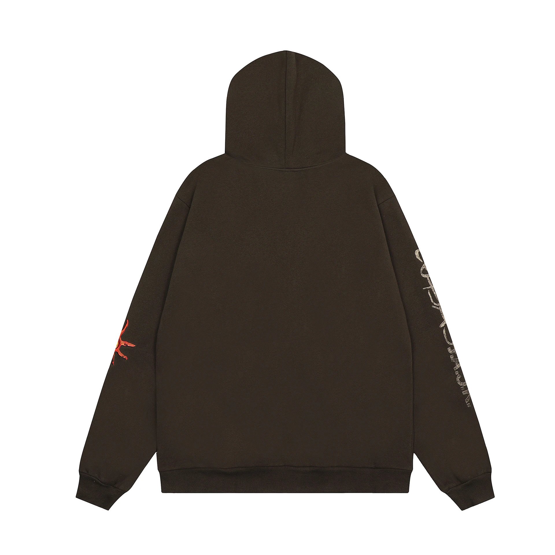 Travis Scott Sun Embroidered Fleece Zip Hoodie Brown