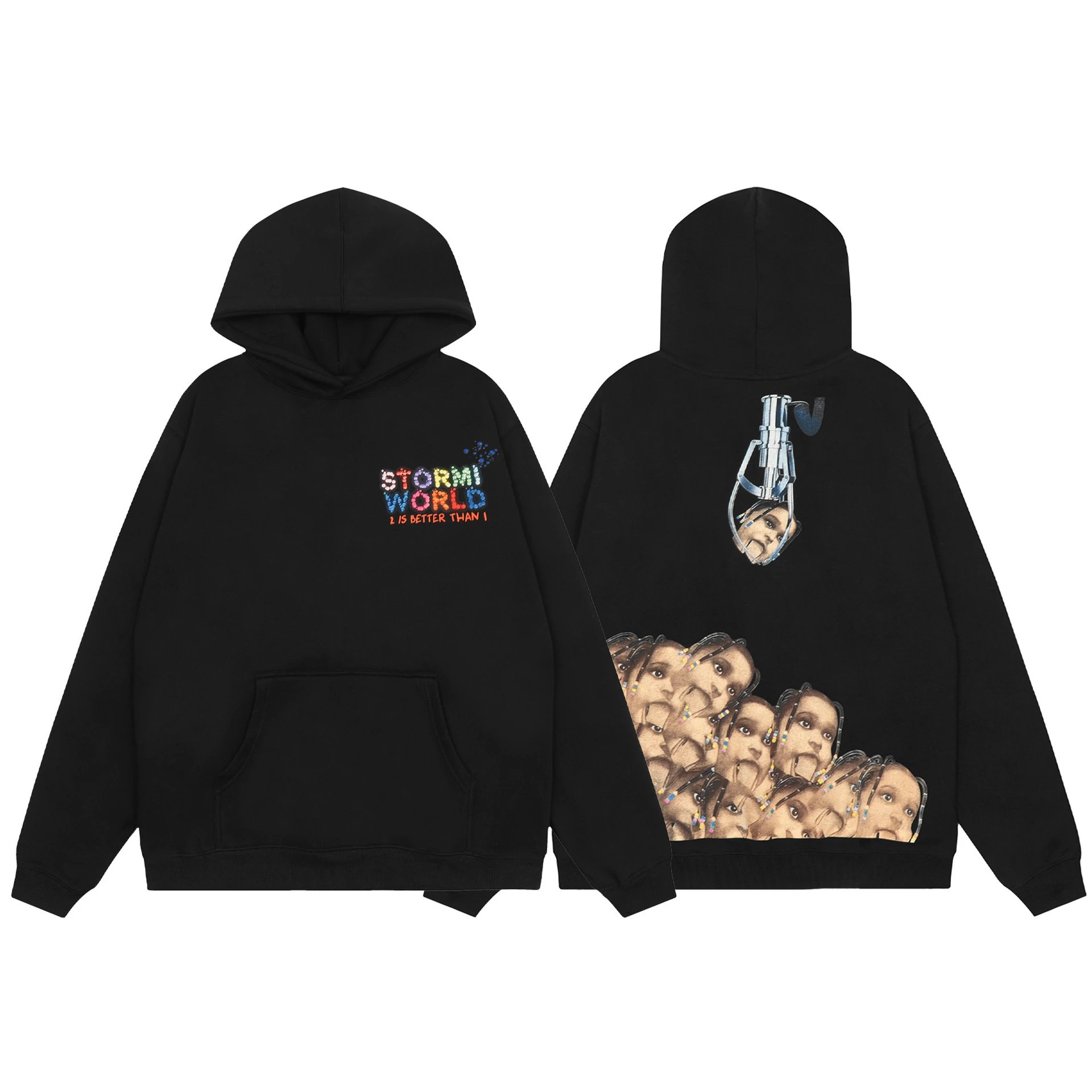 Travis Scott Graphic Fleece Hoodie Black