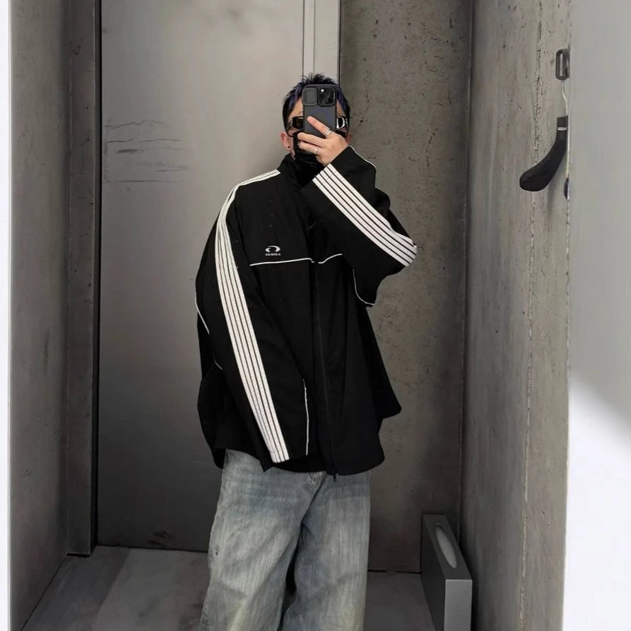 Balenciaga Striped Track Jacket Black